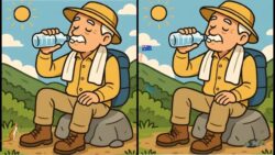 Optical Illusion Test : Only 1% of Australians Can Spot 3 Hidden Differences in the Man Drinking Water Photo